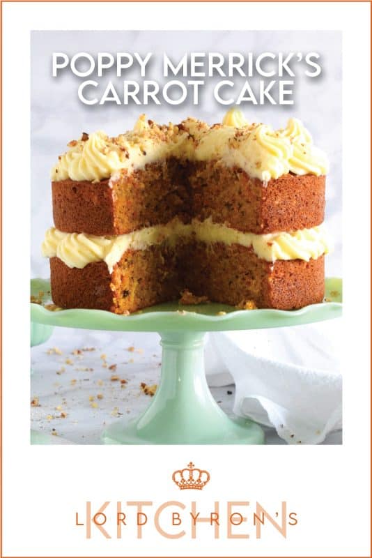 My favourite cake is a carrot cake with cream cheese frosting - more specifically, it's this particular carrot cake recipe. Known to my daughter as Poppy Merrick, this is the recipe he used as a cook for over 30 years on the Canadian Coast Guard. This cake is super moist and flavourful! #carrotcake #cake #carrot #frosting #creamcheese