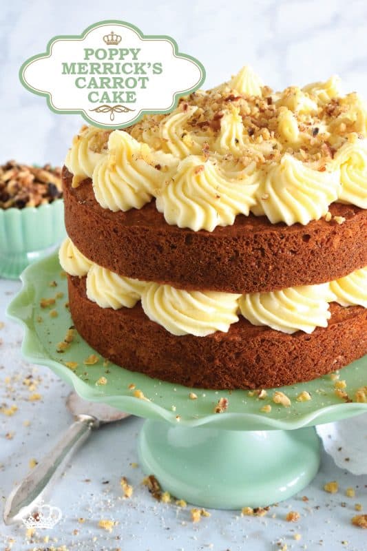 My favourite cake is a carrot cake with cream cheese frosting - more specifically, it's this particular carrot cake recipe. Known to my daughter as Poppy Merrick, this is the recipe he used as a cook for over 30 years on the Canadian Coast Guard. This cake is super moist and flavourful! #carrotcake #cake #carrot #frosting #creamcheese