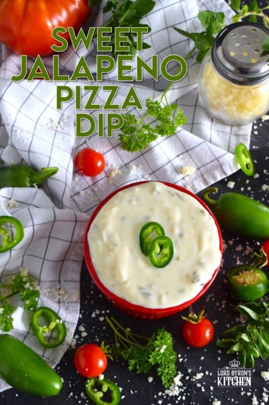 A sweet and spicy garlicky dipping sauce that will elevate any pizza flavour, this Sweet Jalapeno Pizza Dip also works very well with breadsticks, chicken wings, and more!  It takes only a few minutes to make this dip and will keep safely in your fridge for over a week.  So, let's revamp your favourite dippers into a glorious, tantalizing, taste adventure! #pizza #dip #dipping #sauce #jalapeno #sweet #sticky