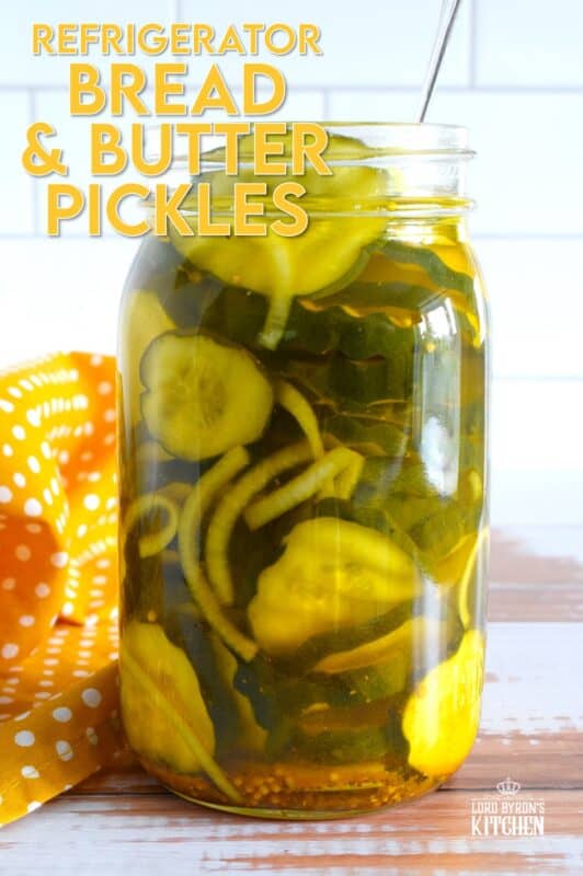 These deliciously sweet Bread and Butter Pickles are quick and easy to prepare. This small-batch recipe requires no canning methods - simply make the brine, pour it over sliced onions and cucumbers and pop them in your fridge for 48 hours. It's homemade pickles the easy way which will keep safely refrigerated for two months! #refrigerator #pickles #breadandbutter #sweet #quick