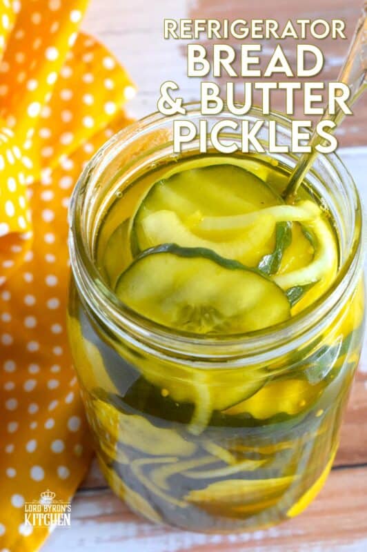 These deliciously sweet Bread and Butter Pickles are quick and easy to prepare. This small-batch recipe requires no canning methods - simply make the brine, pour it over sliced onions and cucumbers and pop them in your fridge for 48 hours. It's homemade pickles the easy way which will keep safely refrigerated for two months! #refrigerator #pickles #breadandbutter #sweet #quick