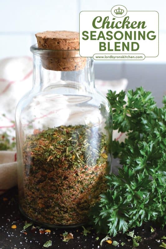 Chicken never has to be boring or bland again! This quick and easy homemade Chicken Seasoning Blend will add so much flavour to baked, pan-fried, or air-fryer chicken.  Sprinkle on as little or as much as you want and enjoy!  Make a batch of this seasoning with common herbs and spices found in your spice rack! #chicken #seasoning #blend #homemade