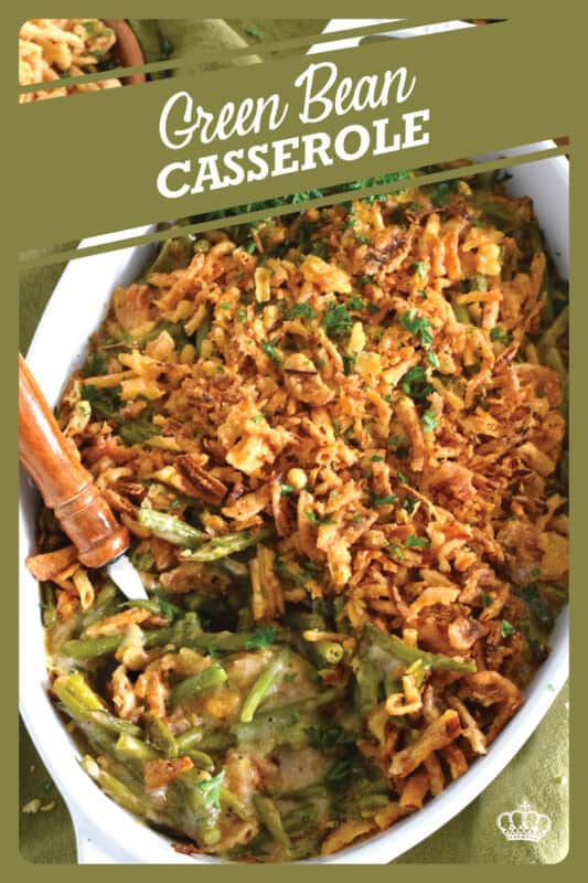 Unlike most Green Bean Casseroles which use canned green beans, this version uses fresh green beans and the results are incredible! In classic fashion, the tender beans are tossed with cream of mushroom soup, milk, and seasonings.  Baked with fried onions, this casserole also offers the option of adding shredded cheddar cheese! #casserole #beans #greenbeans #side #thanksgiving