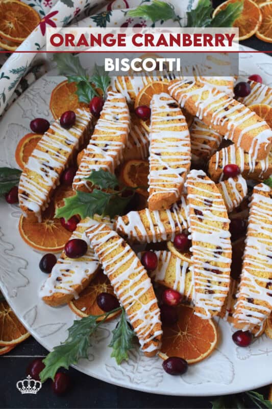 The combination of orange and cranberry isn't new, so it should come as no surprise that the two are showing up together in this Orange Cranberry Biscotti recipe. While the dried cranberries add moisture and texture to the dough, the orange zest and juice add flavour and scent. These biscotti are simply delicious! #biscotti #orange #zest #juice #dried #cranberry #cranberries