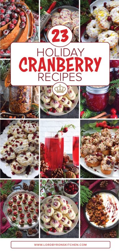Cranberries seem to become all the rage when the holidays roll round - especailly when it comes to fresh cranberries! In this collection of 23 Holiday Cranberry Recipes, I've assembled a list of cakes, cookies, bars, desserts, and even a cocktail! Not to be left overlooked, there are recipes using dried cranberries too! #cranberries #cranberry #recipes #fresh #dried #holidays #christmas