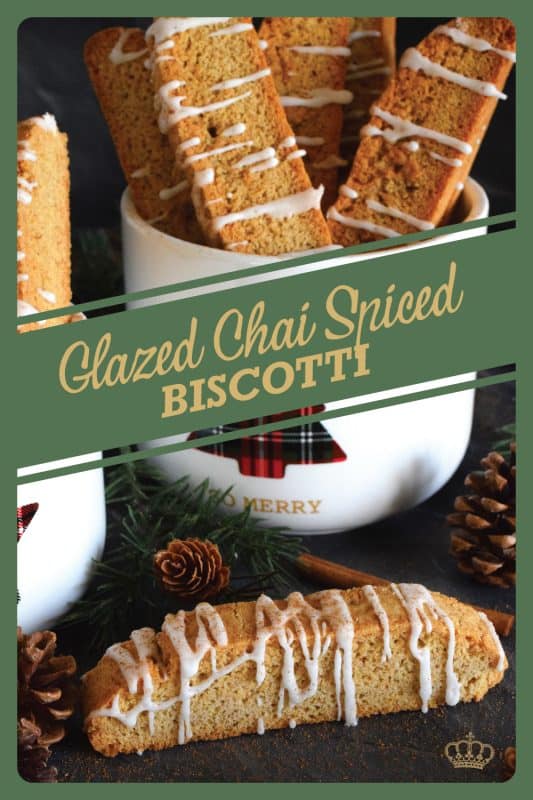 Imagine it's a cold, blustery day in December and you're home alone sitting in your favourite armchair. Except for the howling wind, the house is completely quiet making it the perfect time for you to read a good book while the lights on the tree twinkle softly.  Only one thing could make this day better and it's my Glazed Chai Spiced Biscotti served with a piping hot cup of tea! #biscotti #chai #spiced #christmas #holiday #baking #glazed