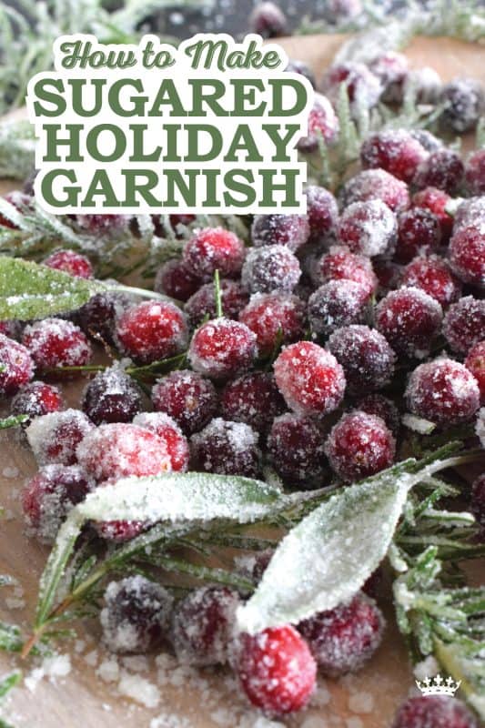 A garnish - no matter how extravagant or simple - can make a recipe look and taste better. Since we eat with our eyes first, one should never skip out on making a dish look better. For the holidays, I often prepare a Sugared Holiday Garnish to make something look extra special! #cranberry #cranberries #rosemary #garnish #sugar #sugared #holidays