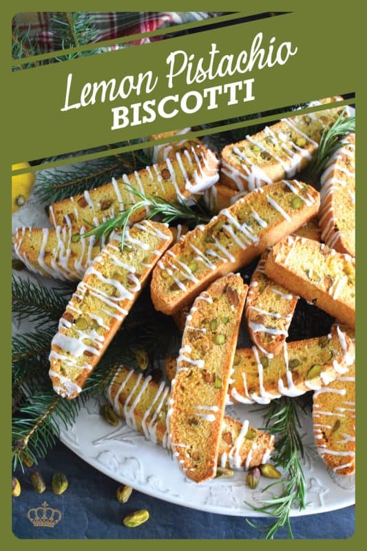 The bitter tartness of the copious amount of lemon in this Lemon Pistachio Biscotti is balanced nicely with sugary sweetness and salted pistachios. To make it even better, they have been drizzled with sweet and lemony icing.  Make a hot tea and savour every bite! #lemon #pistachio #biscotti #holiday #christmas #treats
