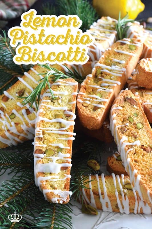 The bitter tartness of the copious amount of lemon in this Lemon Pistachio Biscotti is balanced nicely with sugary sweetness and salted pistachios. To make it even better, they have been drizzled with sweet and lemony icing.  Make a hot tea and savour every bite! #lemon #pistachio #biscotti #holiday #christmas #treats
