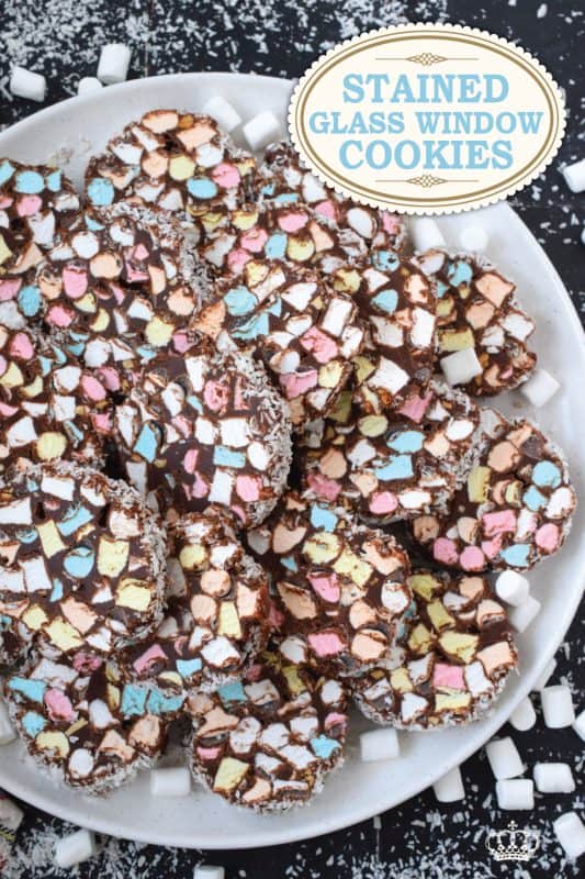 A very popular holiday no-bake confection in Newfoundland, these Stained Glass Window Slices were enjoyed all year round in our home. My mom would prepare these whenever the mood hit and they were delicious every single time. You can add salted peanuts to these too! #stained #glass #window #slices #cookies #nobake #holidays #christmas