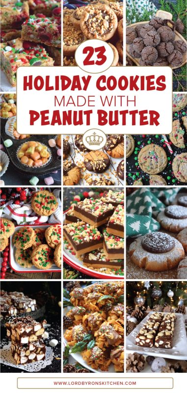 Christmas cookies made with peanut butter seem to be super popular; in fact, many classic holiday cookies have that one ingredient in common. Lord Byron's Kitchen is no stranger to incorporating peanut butter into holiday confections and to prove it, here are 23 of my personal favourite Christmas peanut butter recipes! #cookies #christmas #holiday #baking #peanutbutter