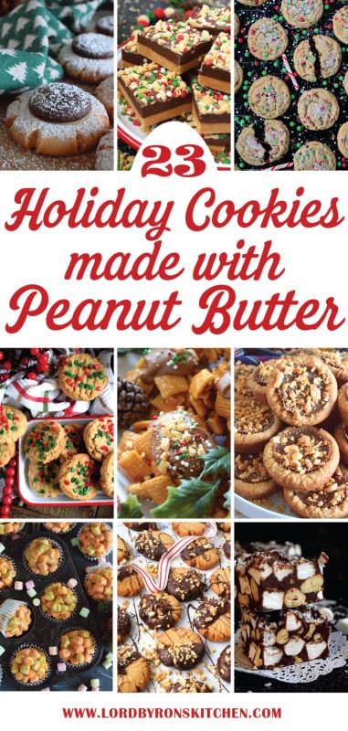 Christmas cookies made with peanut butter seem to be super popular; in fact, many classic holiday cookies have that one ingredient in common. Lord Byron's Kitchen is no stranger to incorporating peanut butter into holiday confections and to prove it, here are 23 of my personal favourite Christmas peanut butter recipes! #cookies #christmas #holiday #baking #peanutbutter