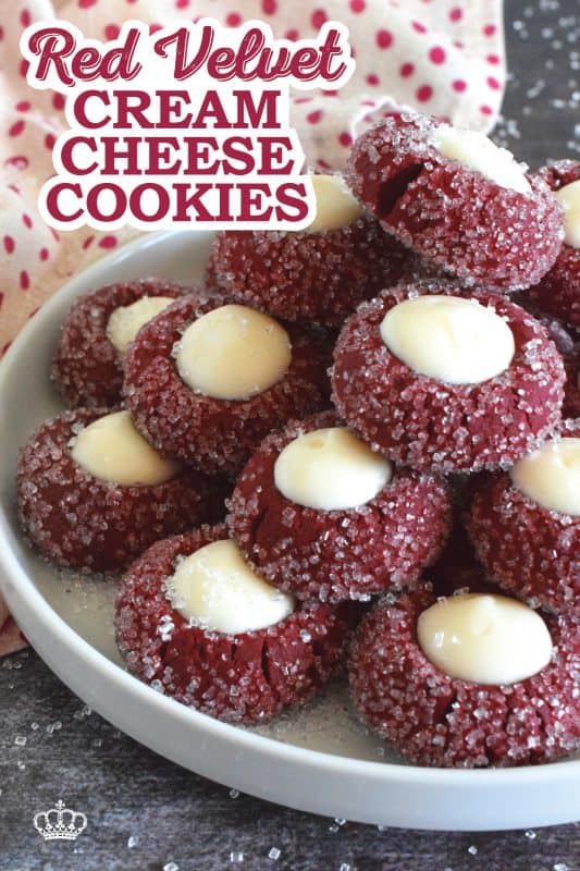 Soft and moist, chocolatey and sweet, the flavour of these Red Velvet Cream Cheese Cookies are well balanced with the slightly sour cream cheese filling. Deliciously simple, yet beautifully impressive, these would make a thoughtful and lovely treat for Valentine's Day! #redvelvet #cookies #creamcheese #thumbprint #valentine