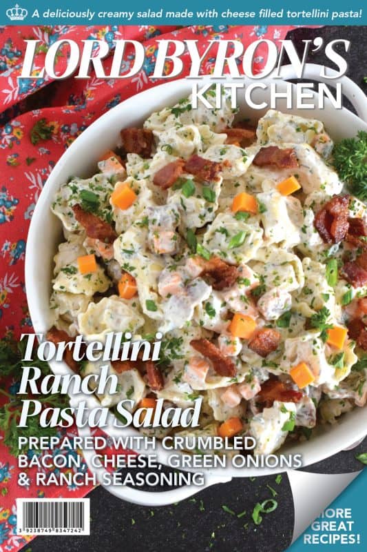 Serve this Tortellini Ranch Pasta Salad for lunch or dinner on a hot summer day just as is, or serve it as a side with your favourite summer grilled mains! The diced cheddar cheese and the crumbled smoky bacon make this pasta salad extra delicous! #pasta #salad #pastasalad #buttermilk #ranch #tortellini