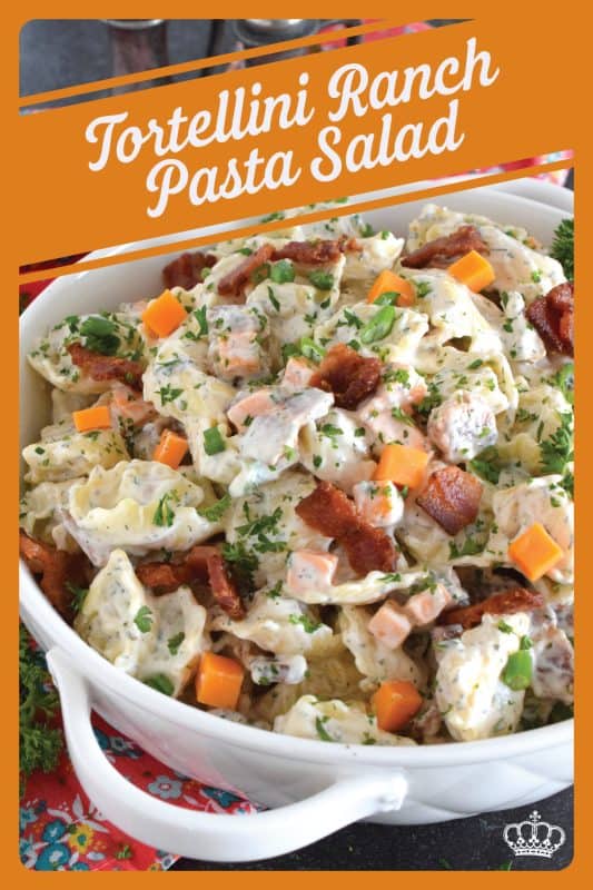 Serve this Tortellini Ranch Pasta Salad for lunch or dinner on a hot summer day just as is, or serve it as a side with your favourite summer grilled mains! The diced cheddar cheese and the crumbled smoky bacon make this pasta salad extra delicous! #pasta #salad #pastasalad #buttermilk #ranch #tortellini