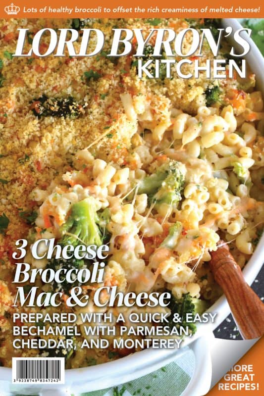 3 Cheese Broccoli Mac and Cheese starts with a classic roux paired with lots of fresh or frozen broccoli florets along with copius amounts of shredded cheddar cheese and topped with a buttery panko breadcrumb. Baked to perfection this dish is absolute perfection! #macandcheese #macaroni #cheese #cheesy #broccoli
