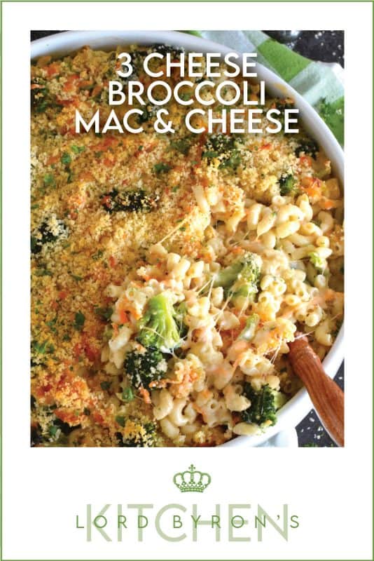3 Cheese Broccoli Mac and Cheese starts with a classic roux paired with lots of fresh or frozen broccoli florets along with copius amounts of shredded cheddar cheese and topped with a buttery panko breadcrumb. Baked to perfection this dish is absolute perfection! #macandcheese #macaroni #cheese #cheesy #broccoli