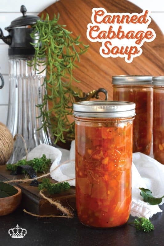 Once upon a time, there was a very popular diet called The Cabbage Soup diet. If you participated in that diet, I want you to know right away that this healthy Canned Cabbage Soup - even though it's really good for you - tastes so much better than that diet version! Loaded with veggies and prepared with a delicious broth, this soup is cozy, filling, and nutritious! Canning is completely optional! #cabbage #cabbagesoup #soup #vegetables #vegetarian #canning #canned #masonjar