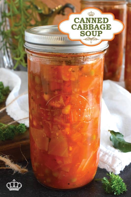 Once upon a time, there was a very popular diet called The Cabbage Soup diet. If you participated in that diet, I want you to know right away that this healthy Canned Cabbage Soup - even though it's really good for you - tastes so much better than that diet version! Loaded with veggies and prepared with a delicious broth, this soup is cozy, filling, and nutritious! Canning is completely optional! #cabbage #cabbagesoup #soup #vegetables #vegetarian #canning #canned #masonjar