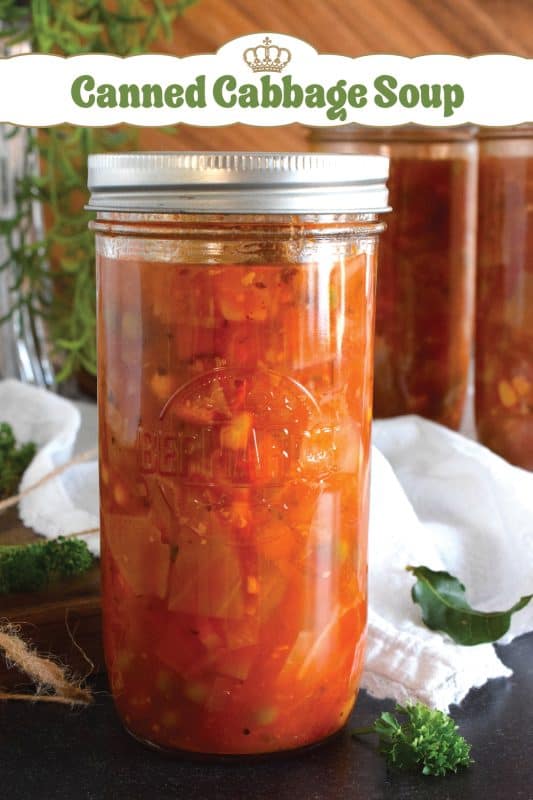 Once upon a time, there was a very popular diet called The Cabbage Soup diet. If you participated in that diet, I want you to know right away that this healthy Canned Cabbage Soup - even though it's really good for you - tastes so much better than that diet version! Loaded with veggies and prepared with a delicious broth, this soup is cozy, filling, and nutritious! Canning is completely optional! #cabbage #cabbagesoup #soup #vegetables #vegetarian #canning #canned #masonjar