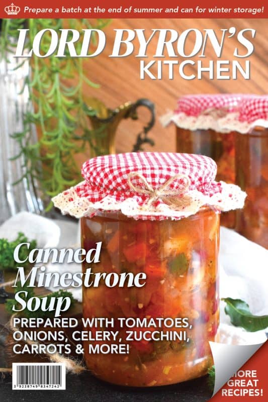 This is a copycat version of Olive Garden's Minestrone Soup.  It is prepared for long-term storage employing the pressure canning method.  This delicious soup is loaded with vegetables and beans.  When reheating, pasta is added too!  This recipe can be prepared for immediate use if you are not looking to can for your pantry. #minestrone #soup #canning #preserving #pressurecanning #copycat #pantry #vegetarian
