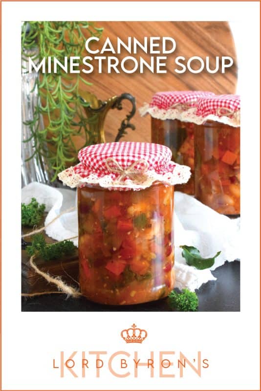 This is a copycat version of Olive Garden's Minestrone Soup.  It is prepared for long-term storage employing the pressure canning method.  This delicious soup is loaded with vegetables and beans.  When reheating, pasta is added too!  This recipe can be prepared for immediate use if you are not looking to can for your pantry. #minestrone #soup #canning #preserving #pressurecanning #copycat #pantry #vegetarian
