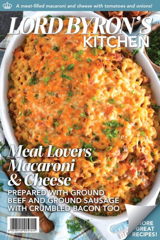 Creamy and cheesy macaroni and cheese is always a hit, but why not make it even better with the addition of three different meats?  Meat Lovers Macaroni and Cheese is loaded with ground beef, ground pork, and crumbled bacon for maximum flavour! #macandcheese #macaroni #cheese #pasta #meatlovers #meat #sausage #beef #bacon