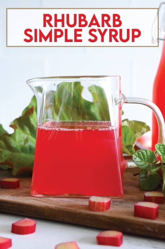 A simple syrup, sometimes referred to as sugar syrup, is in its most basic form, a liquid sugar used to sweeten things like cocktails, fruit juice, and other beverages. But, you can easily add your favourite fruit to change simple syrup to extraordinary syrup – just like in the case of this Rhubarb Simple Syrup! #rhubarb #syrup #simplesyrup #cocktail #sugar