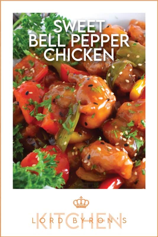 Sweet Bell Pepper Chicken is one of my favourite quick and easy weeknight chicken dinners! Boneless, skinless chicken thigh meat is deep fried and tossed with sauteed bell peppers in a homemade sweet and sour sauce. It cannot get any easier or any tastier! This chicken freezes and reheats well too, so double the recipe if you want leftovers! #bellpepper #chicken #sweet #sour #sweetandsour