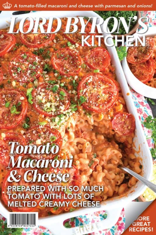 In this easy to prepare Tomato Macaroni and Cheese recipe, a classic roux is paired with fresh diced tomatoes, marinara sauce, and tomato paste, along with copius amounts of shredded cheddar cheese. Baked to perfection and topped with seasoned sliced tomatoes, this dish is absolute perfection! #macandcheese #tomatoes #macaroni #cheese #pasta