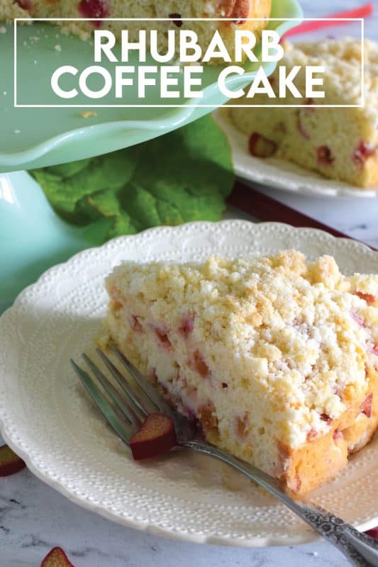 With two whole cups of chopped rhubarb and a good amount of lemon zest, this Rhubarb Coffee Cake tastes tangy, sweet, and very refreshing. With a sweet walnut crumb topping, this is one cake that should be served with a hot tea or coffee. Perfect served with whipped cream for dessert, as an afternoon snack, or for a fancy brunch too! #rhubarb #fresh #coffeecake #cake