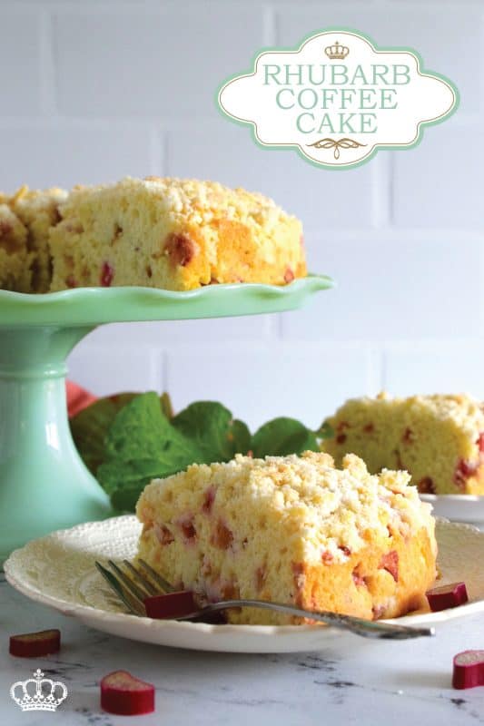 With two whole cups of chopped rhubarb and a good amount of lemon zest, this Rhubarb Coffee Cake tastes tangy, sweet, and very refreshing. With a sweet walnut crumb topping, this is one cake that should be served with a hot tea or coffee. Perfect served with whipped cream for dessert, as an afternoon snack, or for a fancy brunch too! #rhubarb #fresh #coffeecake #cake