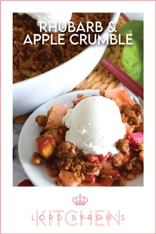 This crumble will be perfectly balanced with just the right amount of sweetness and tartness. Spoon yourself out a big scoop of this Rhubarb and Apple Crumble and top it with ice cream or whipped cream, but, don’t overdo it! Let the flavours of this crumble shine through, don’t mask or muddle it with toppings! #crumble #rhubarb #apple #fresh #dessert