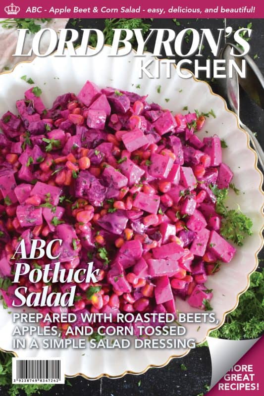 With just a few ingredients, ABC Potluck Salad is one of those great tasting recipes that gives you lots of bang for your buck!  Serve this salad cold or at room temperature at a potluck dinner or a backyard family summer barbecue! #corn #apple #beets #salad #newfoundland #newfie #potluck