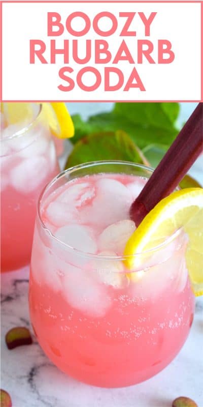 A tall glass of ice-cold rhubarb flavoured soda with a good splash of vodka is perfect for sipping on a hot summer day. Prepared with simple ingredients like sugary rhubarb syrup, vodka, and sparkling water, it’s sure to wake up your senses! When it comes to drinks suited for lounging in the backyard on a hot, summer day, nothing beats a Boozy Rhubarb Soda! #boozy #rhubarb #sparkling #soda #vodka