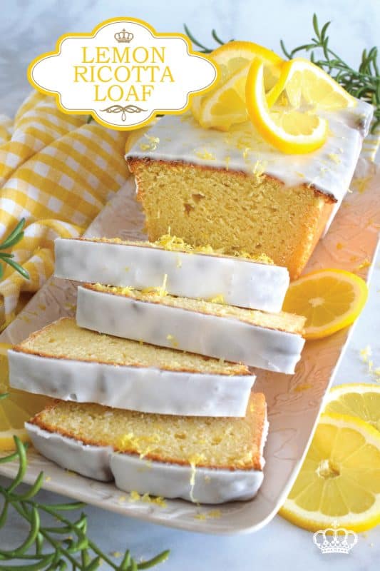 This light and fluffy Lemon Ricotta Loaf is loaded with lemony flavour which makes it perfect for springtime! The addition of the sweet glaze helps to balance the tartness of the lemon.  Prepared with a whole cup of ricotta, you just know this loaf is deliciously soft and moist! #lemon #cake #loaf #ricotta #glazed