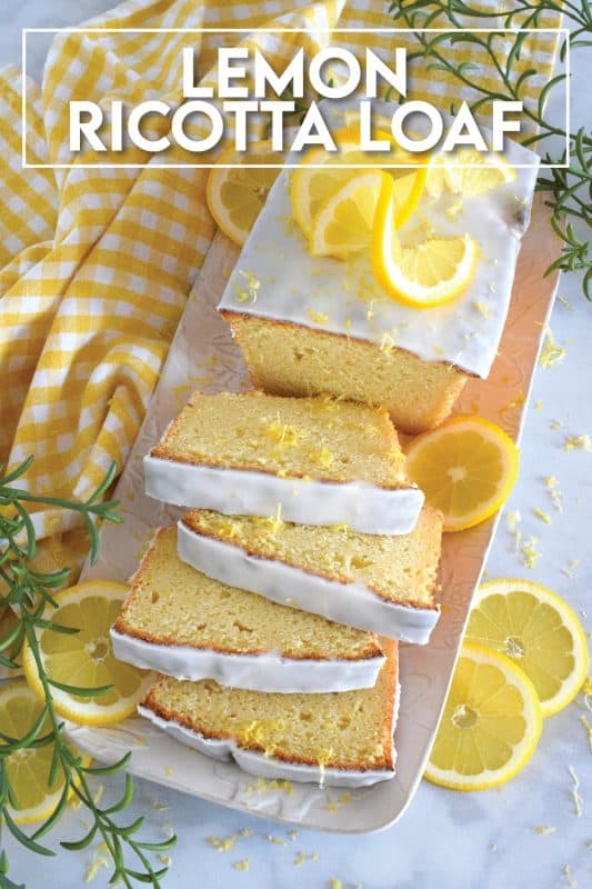 This light and fluffy Lemon Ricotta Loaf is loaded with lemony flavour which makes it perfect for springtime! The addition of the sweet glaze helps to balance the tartness of the lemon.  Prepared with a whole cup of ricotta, you just know this loaf is deliciously soft and moist! #lemon #cake #loaf #ricotta #glazed