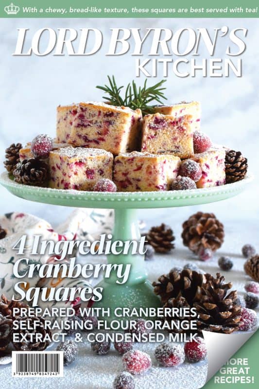 When a holiday recipe is this easy and this inexpensive, you simply have to make it! These 4 Ingredient Cranberry Squares are deliciously chewy - much like bread! - but so good! The sweetness is well balanced with the tartness of the cranberries! #cranberry #cranberries #squares #bars #holiday #christmas #baking