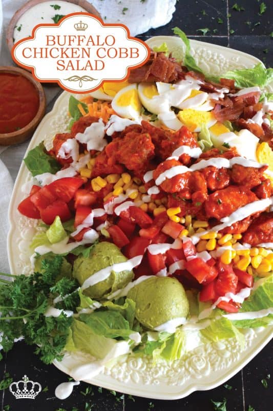 Some salads are light and leave you still hungry, and some salads, like this Buffalo Chicken Cobb Salad, are the complete opposite. Hearty, filling, delicious, and not even close to being just another boring salad, this one is a meal all on its own. Move over side salad; there’s no room for you at this table! #buffalo #chicken #cobb #cobbsalad #buffalochicken