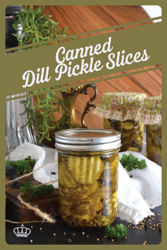 If your backyard garden is producing any cucumbers right now, then you'll want to make a batch of these Canned Dill Pickle Slices! You only need 10 cucumbers, but this recipe can be doubled or tripled depending on how many jars you want to make. These pickles keep their crispy, crunchy texture too! #dill #dillpickles #pickles #canned #slices #cucumber #canning #waterbath