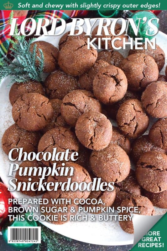 Everyone loves the original snickerdoodle cookie, but this pumpkin version is even more delicious! Prepared with brown sugar and cocoa, the cookies are also packed with pumpkin spice seasoning blend and rolled with it and sugar, which gives the cookie that recognizable and familiar crinkly appearance. Chocolate Pumpkin Snickerdoodle Cookies are soft and chewy with slightly crispy outer edges. #pumpkin #pumpkinspice #snickerdoodle #cookies #chocolate #holiday