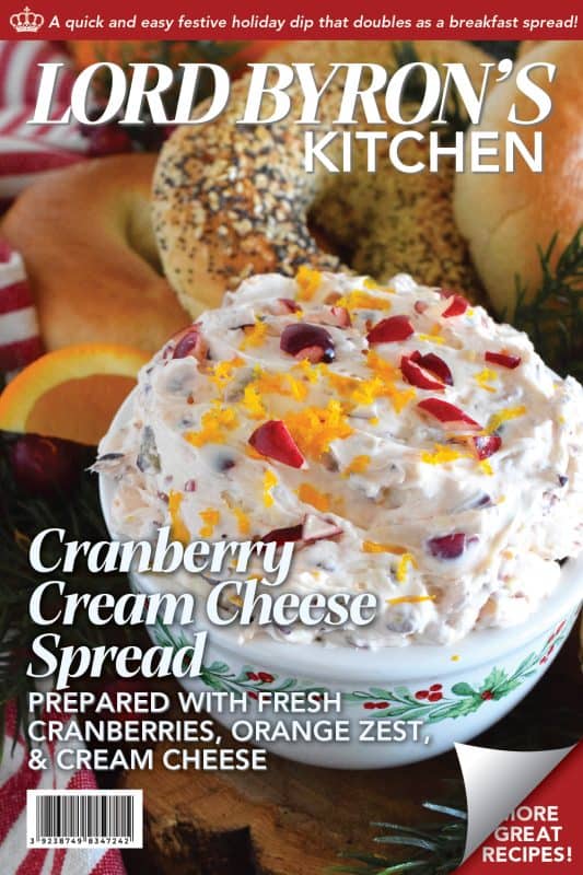 Smeared (shmeared?) liberally on toasted bagels or freshly made waffles, used as a dip when snacking on cheese and pretzels, or even as a frosting on your favourite spiced cake, this Cranberry Cream Cheese Spread will elevate them all! Made with orange zest, there is certainly no shortage of flavour here! #cranberry #cheese #creamcheese #dip #spread