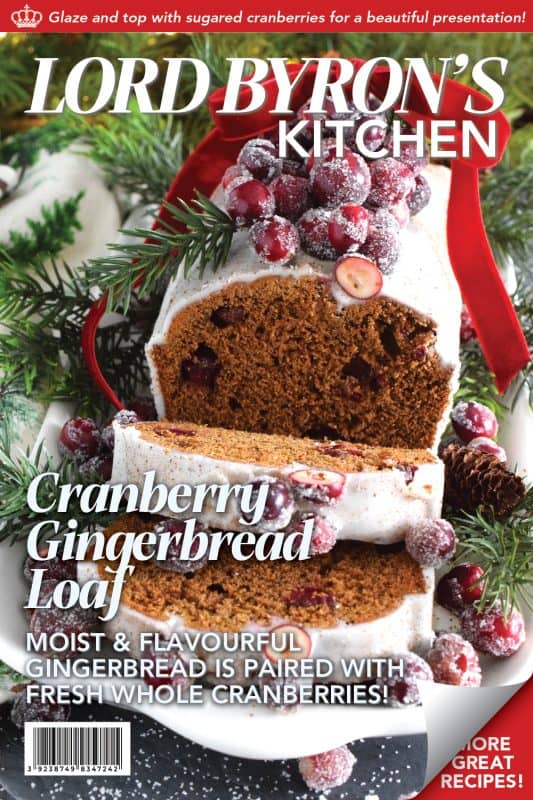 Cranberry Gingerbread Loaf is prepared with all of the gingerbread ingredients you’d expect, like molasses, brown sugar, and lots of warming ground spices such as cinnamon, nutmeg, allspice, cloves, and ginger which pair quite nicely with the moist tartness of fresh cranberries! #gingerbread #cranberry #cranberries #loaf #bread #cake