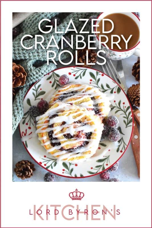 One of my favourite holiday ingredients, the delectably tart cranberry, is being put to great use today! These Glazed Cranberry Rolls are made with a light, biscuit-like dough and rolled with chunky cranberry sauce. Drizzled with a sweet glaze, these are absolutely delicious and very festive too! #cranberry #cranberries #glazed #rolls #brunch
