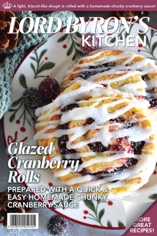 One of my favourite holiday ingredients, the delectably tart cranberry, is being put to great use today! These Glazed Cranberry Rolls are made with a light, biscuit-like dough and rolled with chunky cranberry sauce. Drizzled with a sweet glaze, these are absolutely delicious and very festive too! #cranberry #cranberries #glazed #rolls #brunch