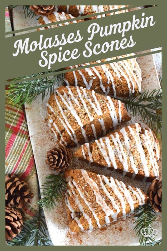 These scones are light and fluffy despite the quite noticeable flavour of the molasses and the plethora of familiar pumpkin spices. With a warming combination of cinnamon, nutmeg, ginger, allspice, and cloves, Molasses Pumpkin Spice Scones are sure to wake up your taste buds! #scones #pumpkinspice #pumpkin #molasses #fallbaking