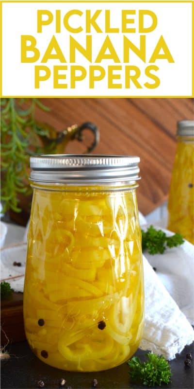 A very popular sandwich, sub, and pizza topping, Pickled Banana Peppers are very easy to make at home! No canning equipment or knowledge is needed here. These pepper rings are considered a quick pickle recipe. With so many ways to use these peppers, you might be making several jars of these this summer! #pickled #banana #peppers #pepperrings #quickpickle