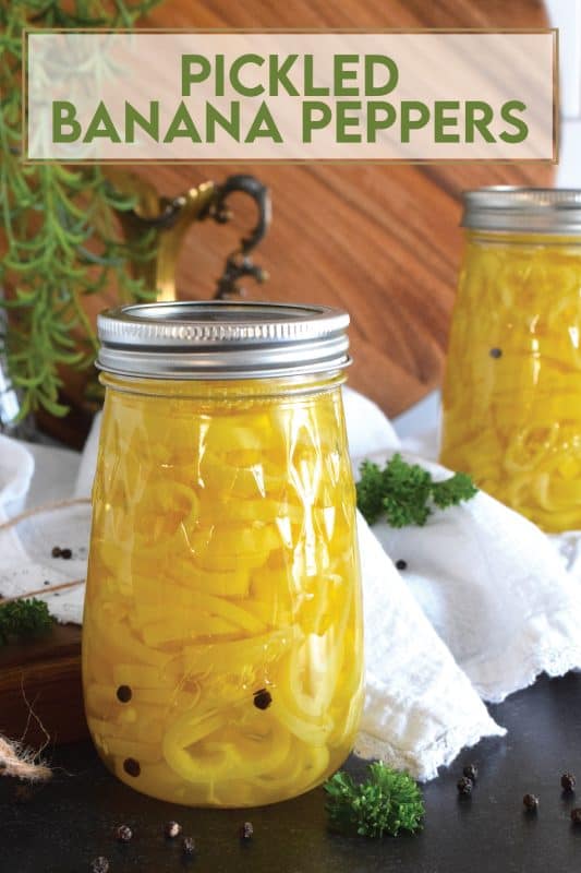 A very popular sandwich, sub, and pizza topping, Pickled Banana Peppers are very easy to make at home! No canning equipment or knowledge is needed here. These pepper rings are considered a quick pickle recipe. With so many ways to use these peppers, you might be making several jars of these this summer! #pickled #banana #peppers #pepperrings #quickpickle
