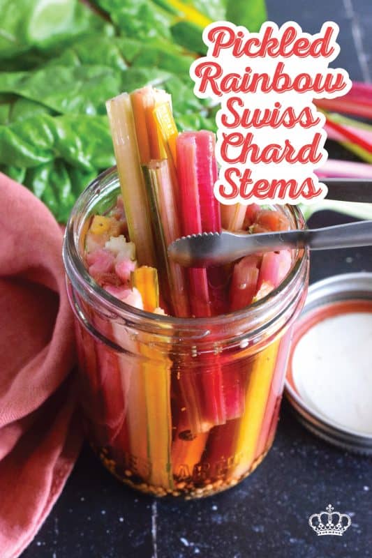 Oftentimes, swiss chard stems are discarded, but did you know you can pickle them and they retain a crunchy texture with a tangy, sweet, and vinegary flavour? I'm using rainbow swiss chard here, but any chard will do. Try wrapping one with salty ham for a quick charcuterie-like snack! #swisschard #stems #pickled #quickpickle #refridgerator