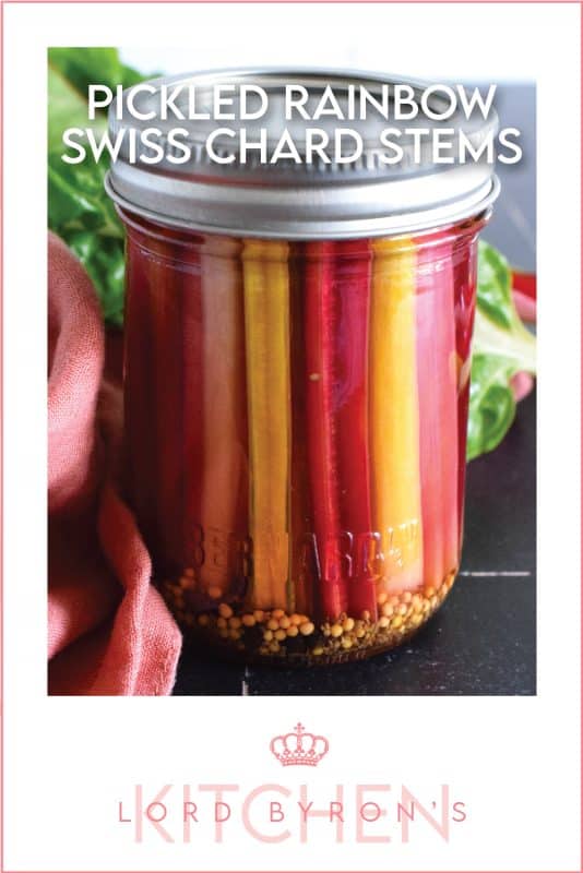 Oftentimes, swiss chard stems are discarded, but did you know you can pickle them and they retain a crunchy texture with a tangy, sweet, and vinegary flavour? I'm using rainbow swiss chard here, but any chard will do. Try wrapping one with salty ham for a quick charcuterie-like snack! #swisschard #stems #pickled #quickpickle #refridgerator